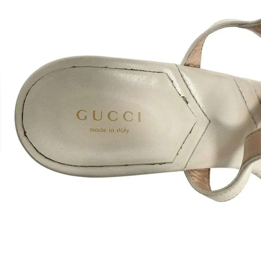 Gucci Marmont GG Mystic White Matelasse Block Heel Sandals Size 39.5